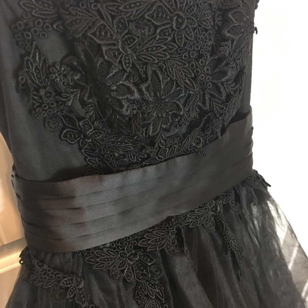 ABS Elegant formal black strapless midi dress gown - Picture 6 of 10